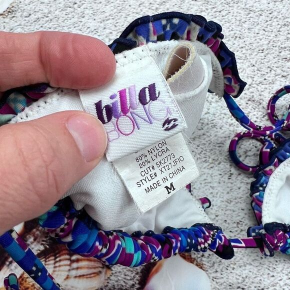 Billabong Geometric Print Bikini Top Blue Purple Size M - Picture 5 of 6